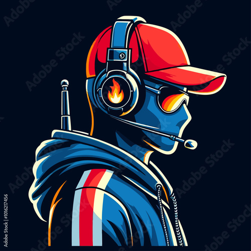 A stylized illustration of a person wearing a cap and headphones, embodying a modern gamer or esports enthusiast vibe.