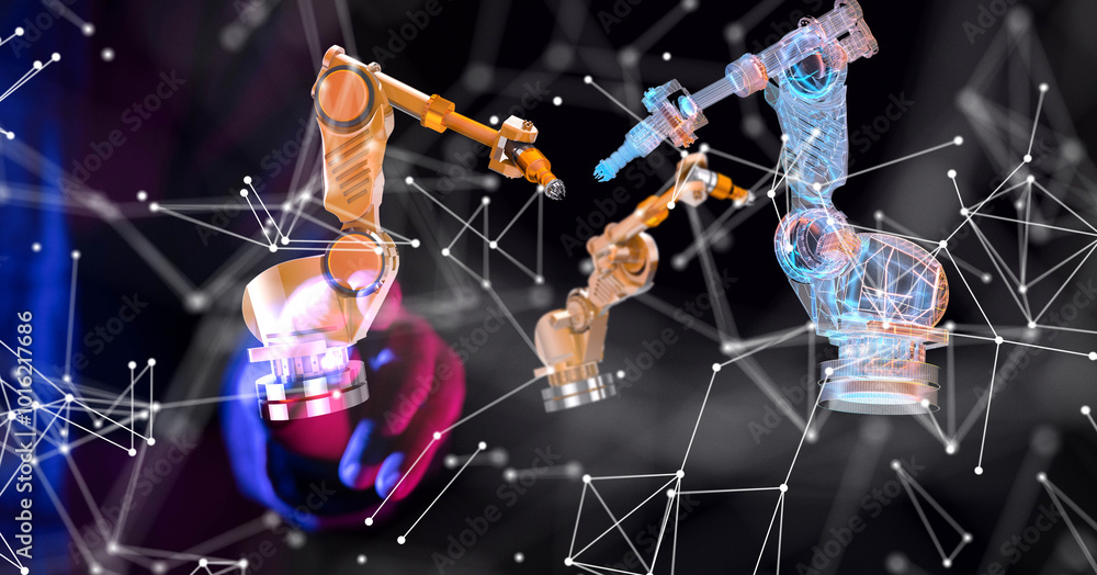 Neural network 3D illustration. Big data and cybersecurity Neural network 3D illustration. Big data and cybersecurity