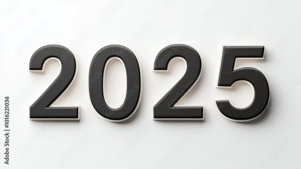 A large, three-dimensional representation of the year 2025 displayed against a neutral background, exemplifying themes of future planning and anticipation in a modern context A large, three-dimensional representation of the year 2025 displayed against a neutral background, exemplifying themes of future planning and anticipation in a modern context