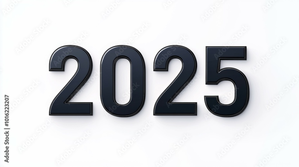 Large black numbers displaying the year 2025 on a white background, symbolizing upcoming events, trends, and aspirations for that year Large black numbers displaying the year 2025 on a white background, symbolizing upcoming events, trends, and aspirations for that year
