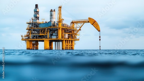 Abandoned oil rig in the ocean, symbolizing the environmental consequences of fossil fuel extraction