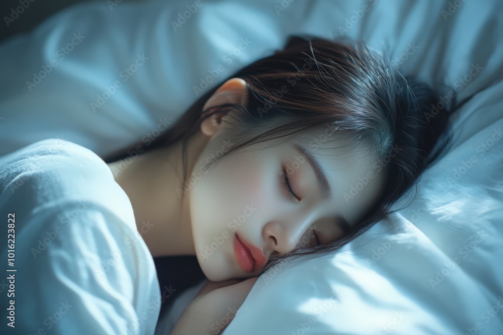 Asian Woman Sleeping. Beautiful Young Lady Enjoying Sweet Dreams and Relaxing in Bed Asian Woman Sleeping. Beautiful Young Lady Enjoying Sweet Dreams and Relaxing in Bed