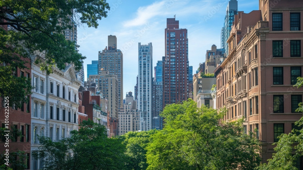 Cityscape with Green Trees and Buildings Cityscape with Green Trees and Buildings