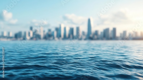 Sea level rising over coastal cities, visualizing the environmental impact of global warming on urban areas