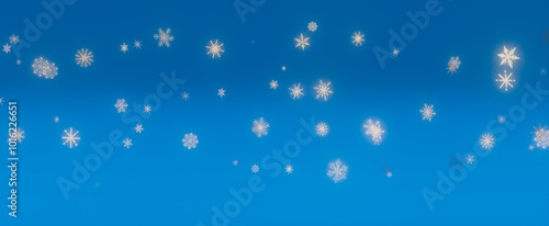 Winter Wonderland: Snowflakes Against Blue Sky