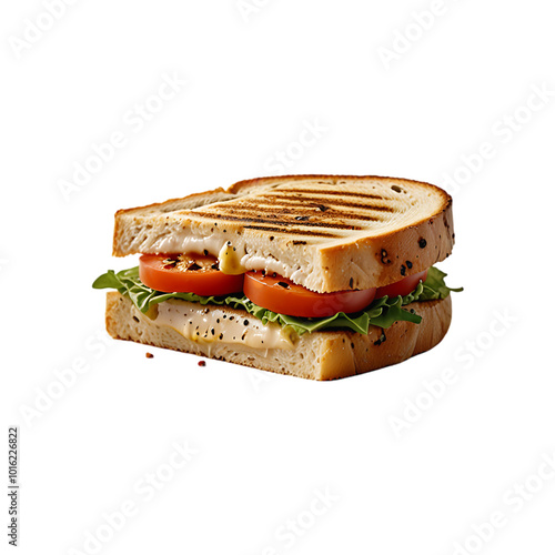 A Grilled Turkey Panini Isolated on a transparent background. Ai generative photo