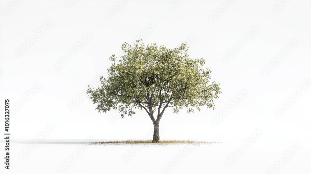 Tree on transparent background, real tree green leaf isolate die cut png file