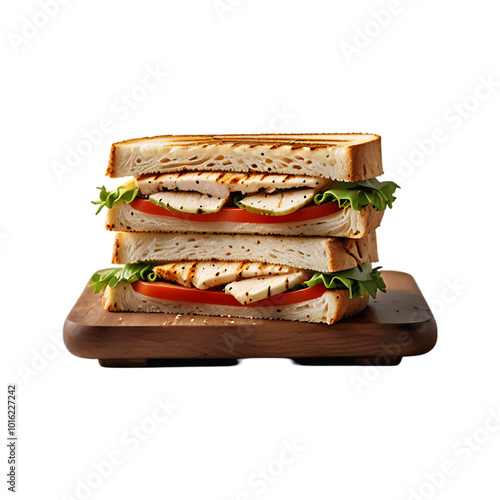 A Grilled Turkey Panini Isolated on a transparent background. Ai generative photo