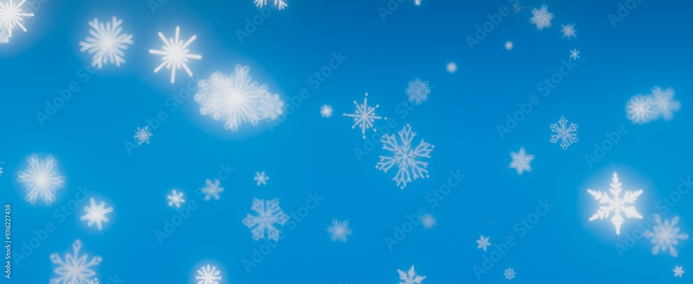 Snowflakes Falling on Blue Sky Snowflakes Falling on Blue Sky