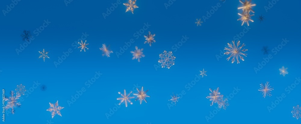 Snowflakes Falling on a Blue Sky Snowflakes Falling on a Blue Sky