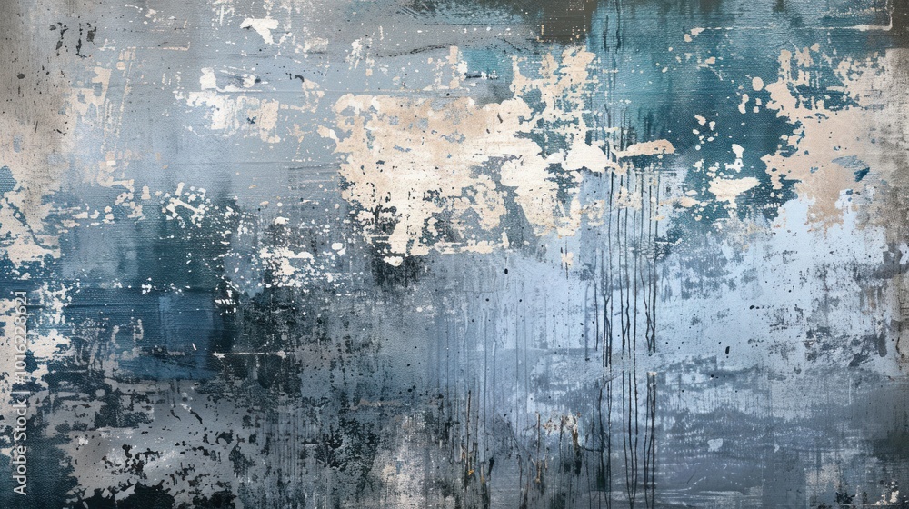 Fototapeta premium Abstract Blue and Gray Weathered Wall Texture