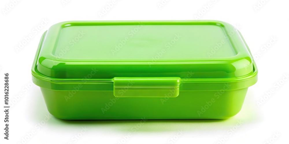 Green plastic lunch box isolated on white background Green plastic lunch box isolated on white background