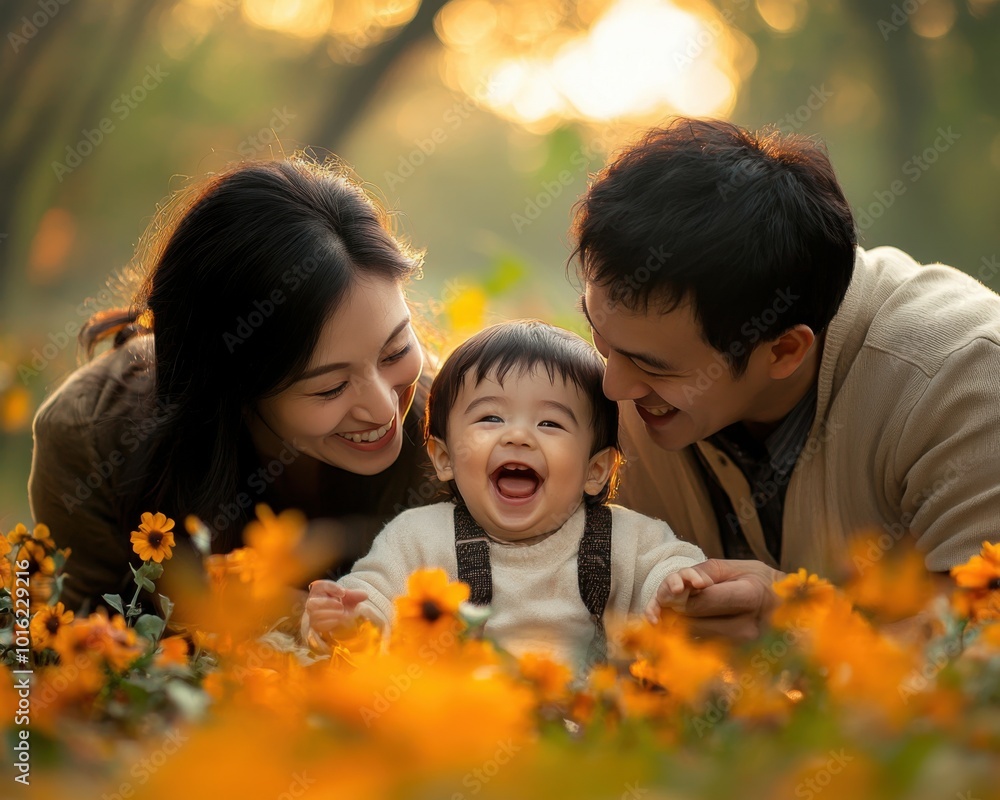 Mother, father and child playing in nature. Happy family Mother, father and child playing in nature. Happy family