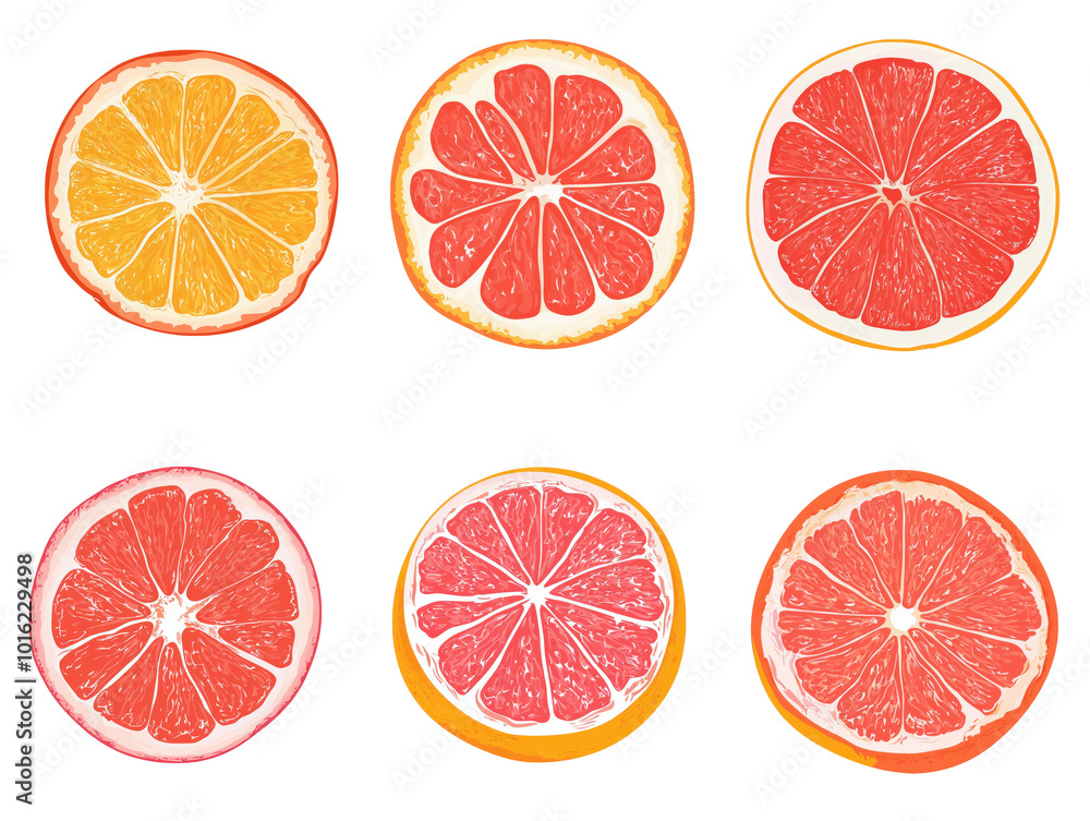 Frische Grapefruitscheiben für frühlingshafte Designs und ein gesundes Leben Frische Grapefruitscheiben für frühlingshafte Designs und ein gesundes Leben