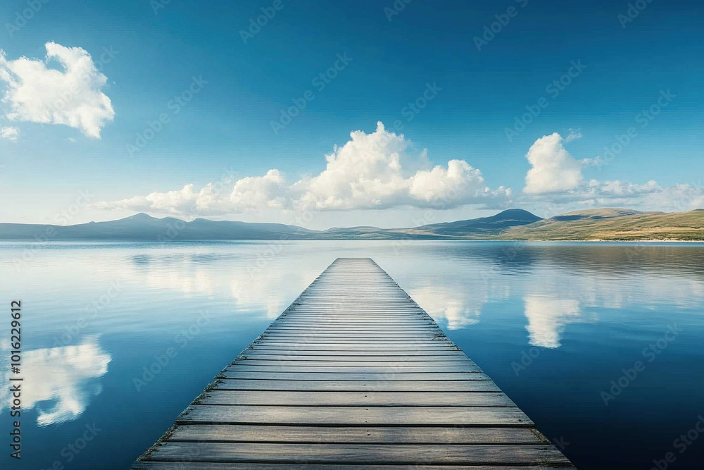 Naklejka premium wooden pier on the lake