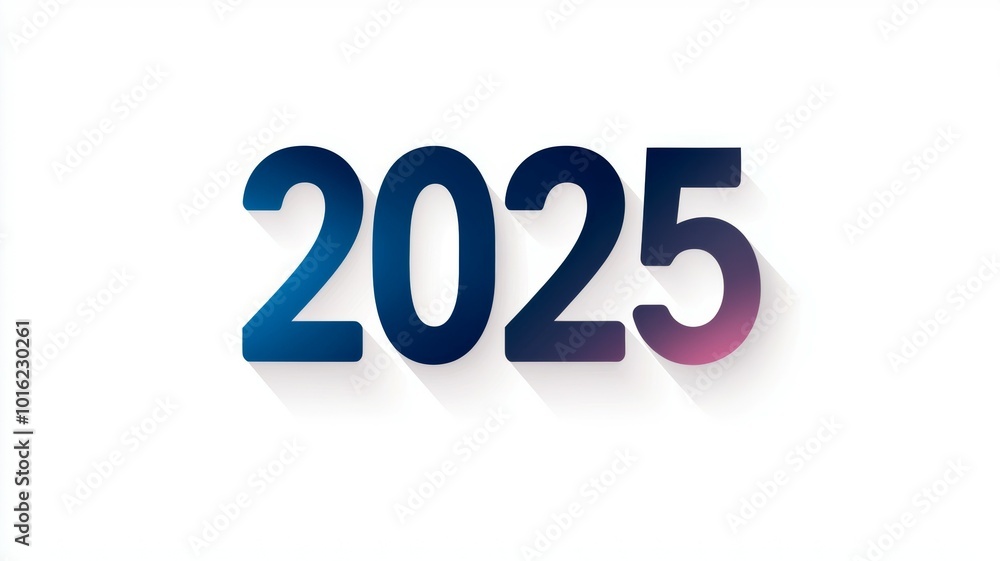 A bold illustration of the year 2025 with a modern design featuring a gradient color scheme on a clean white background A bold illustration of the year 2025 with a modern design featuring a gradient color scheme on a clean white background