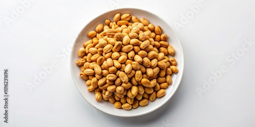 Close-Up of Roasted Peanuts on White Plate for Food Photography