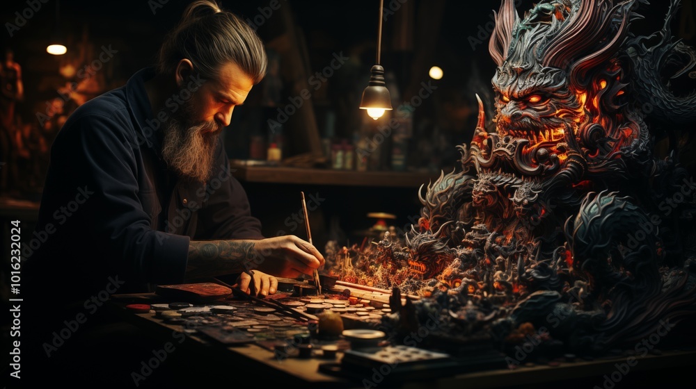 Image of a tattoo artist at work. Image of a tattoo artist at work.