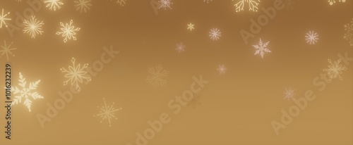 Gold Winter Background with Snowflakes