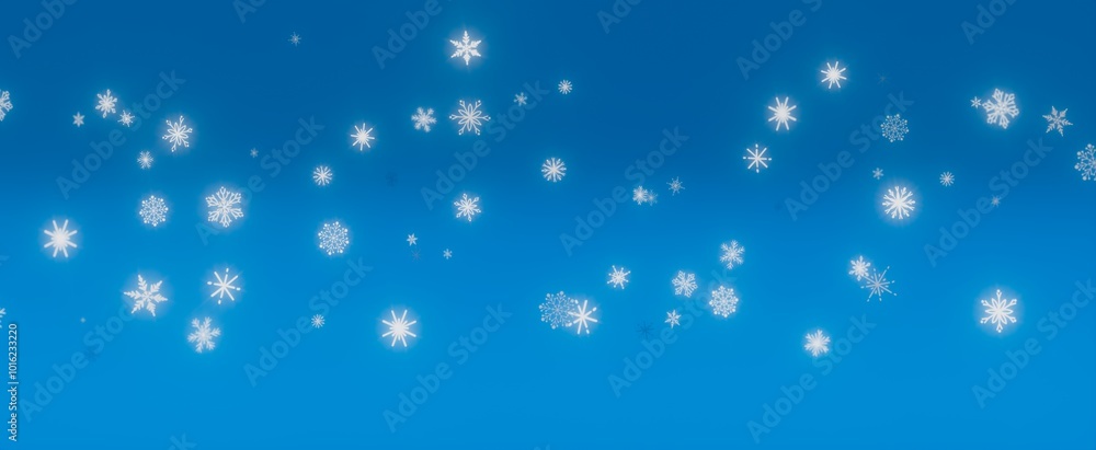 Winter Snowflakes Falling on a Blue Sky Winter Snowflakes Falling on a Blue Sky