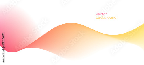 Curve shape flow vector abstract background in red and yellow gradient, motion art,