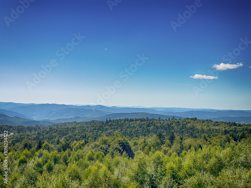 The landscape of Carpathian Mountains in the cloudy weather. Perfect weather condition in the summer season