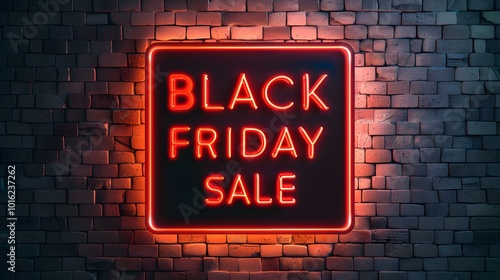 Orange Neon 'BLACK FRIDAY SALE' Sign on a Brick Wall