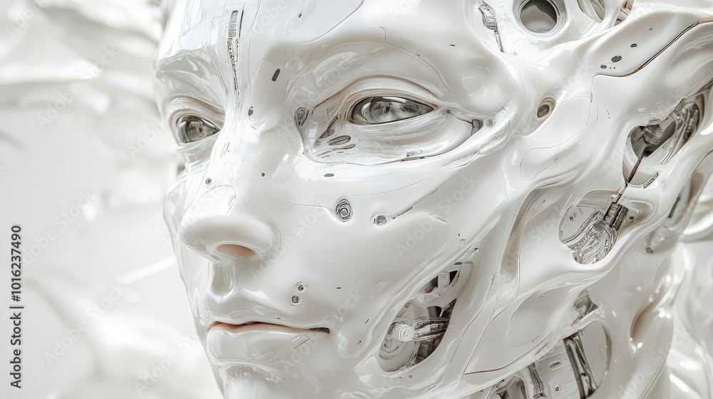 Bionic White Background. Futuristic Abstract Concept in 3D Virtual Environment Bionic White Background. Futuristic Abstract Concept in 3D Virtual Environment