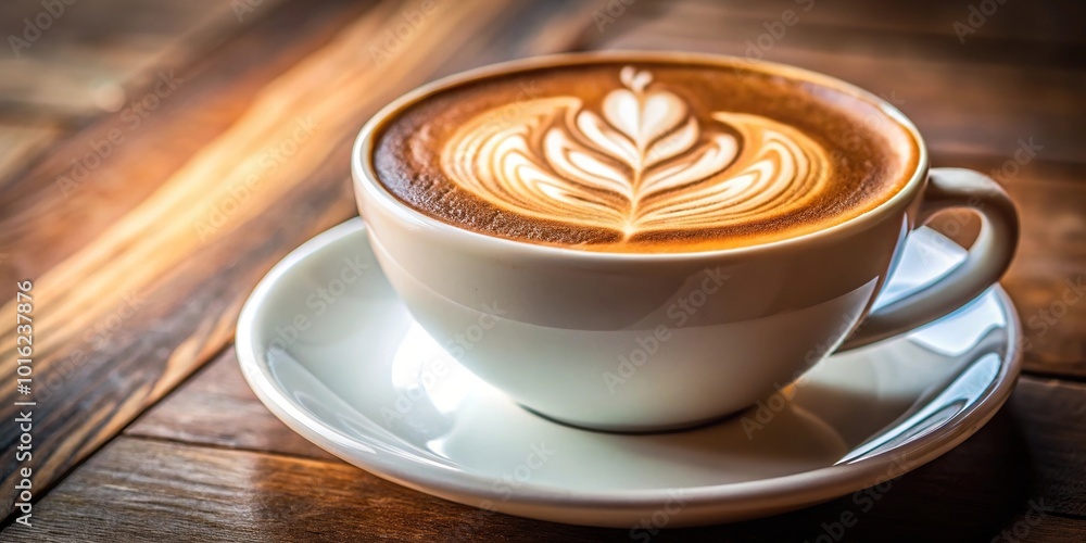 Macro shot of a frothy cappuccino with latte art Macro shot of a frothy cappuccino with latte art