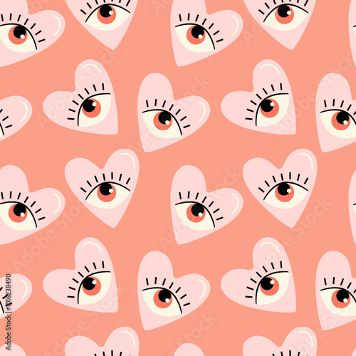 Light Pink Love Heart Eyes Seamless Repeat Pattern