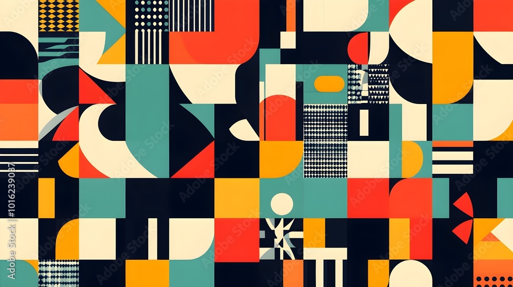 Abstract Geometric Pattern with Vibrant Colors and Shapes Abstract Geometric Pattern with Vibrant Colors and Shapes