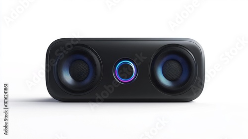 Black Bluetooth Speaker Isolated on a White Background – Modern Portable Audio Device. Generative AI