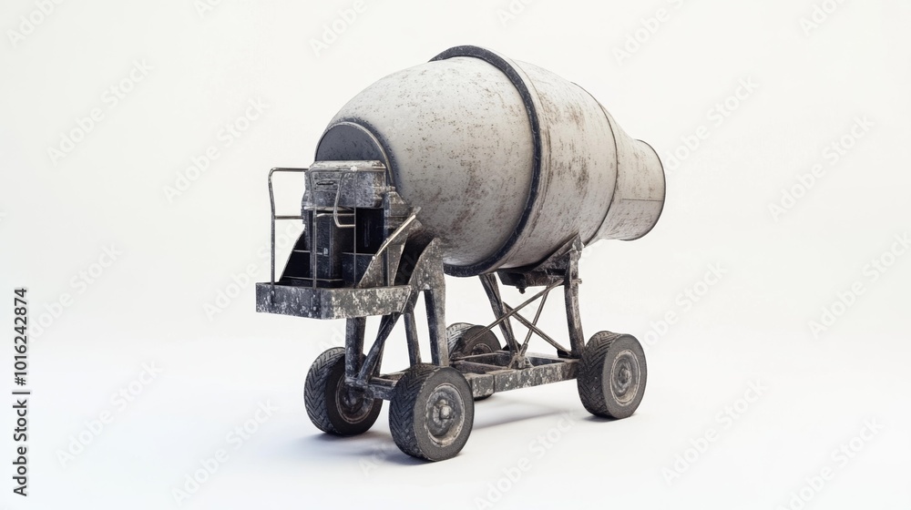 Realistic Concrete Mixer on a White Background High-Resolution Image for Construction and Industrial Projects. Generative AI Realistic Concrete Mixer on a White Background High-Resolution Image for Construction and Industrial Projects. Generative AI
