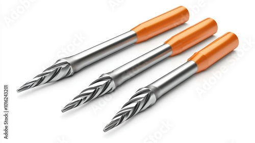 Detailed Image of Drill Bits on a White Background for Industrial and Construction Applications. Generative AI