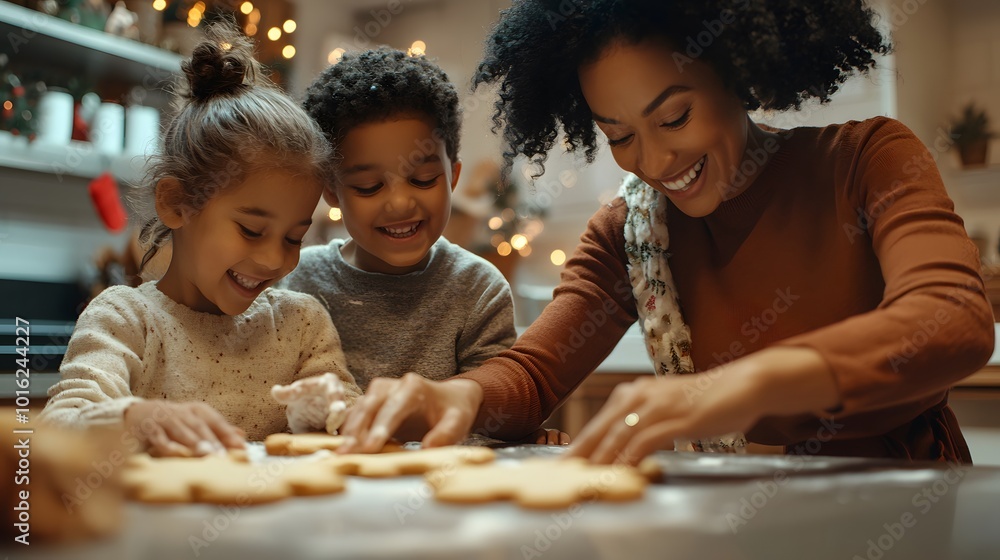 Family Decorating Gingerbread Cookies Together Family Decorating Gingerbread Cookies Together