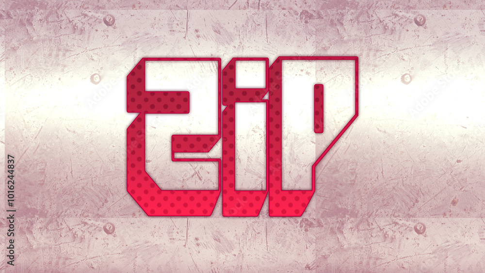 Cute 3d bold outline pink word design of Zip on white background. Cute 3d bold outline pink word design of Zip on white background.