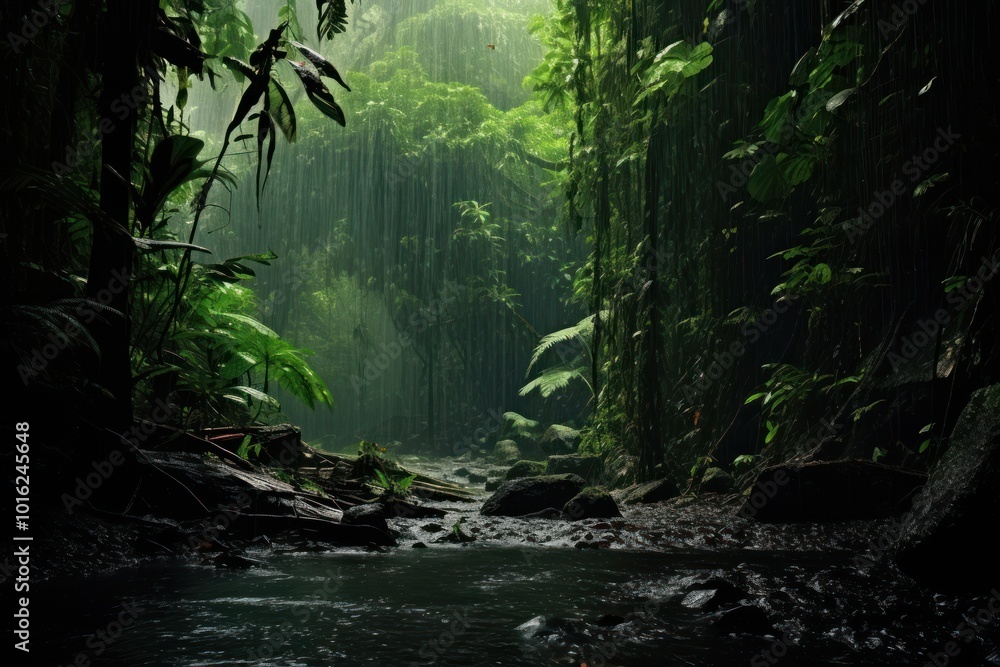 Fototapeta premium Rainforest vegetation outdoors woodland.