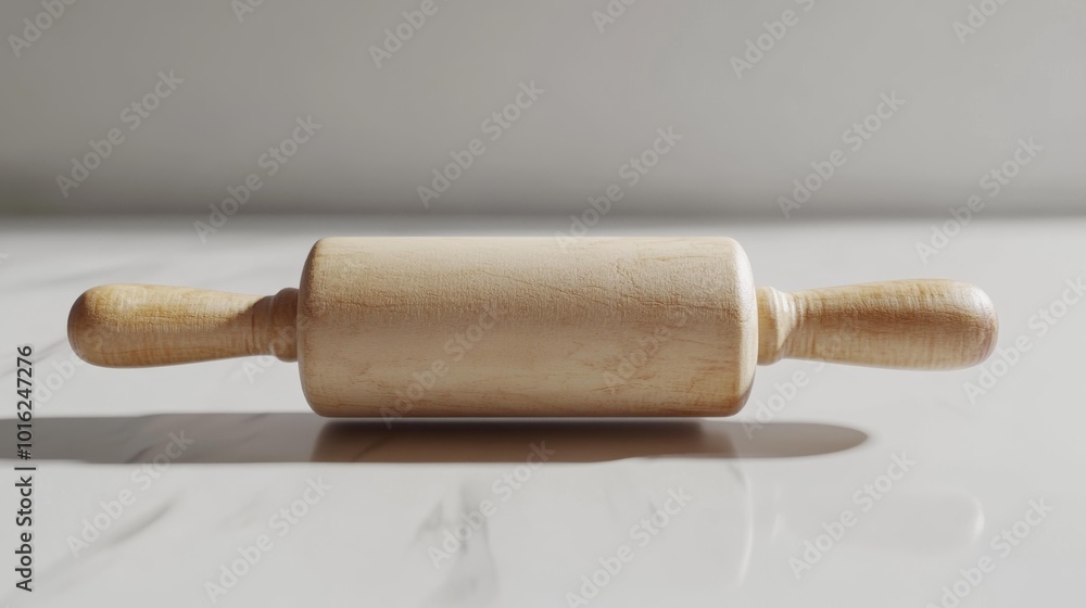 Realistic rolling pin on a white background ideal for baking cooking and kitchen-related projects. A simple wooden rolling pin isolated for creative use.. Generative AI Realistic rolling pin on a white background ideal for baking cooking and kitchen-related projects. A simple wooden rolling pin isolated for creative use.. Generative AI