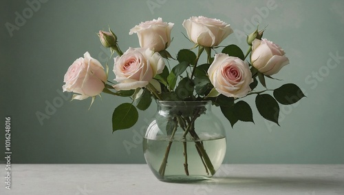 Obraz na płótnie bouquet of pink roses in vase w salonie