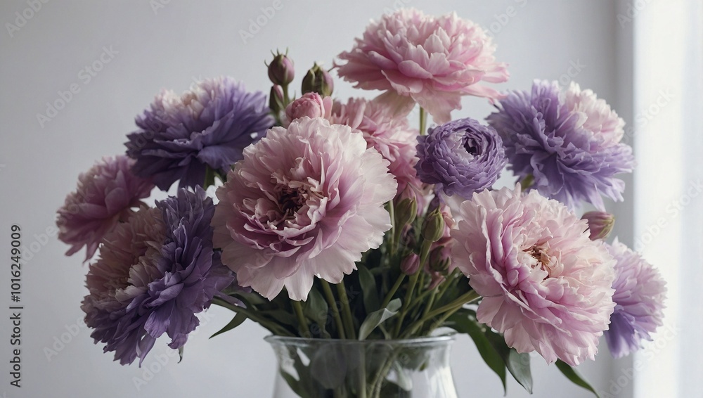 bouquet of purple and white chrysanthemums