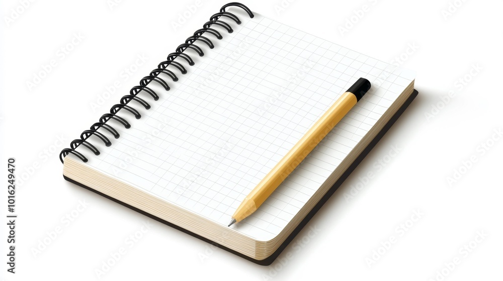 Spiral notebook with a pen on a white background realistic and minimalistic stationery. Generative AI Spiral notebook with a pen on a white background realistic and minimalistic stationery. Generative AI
