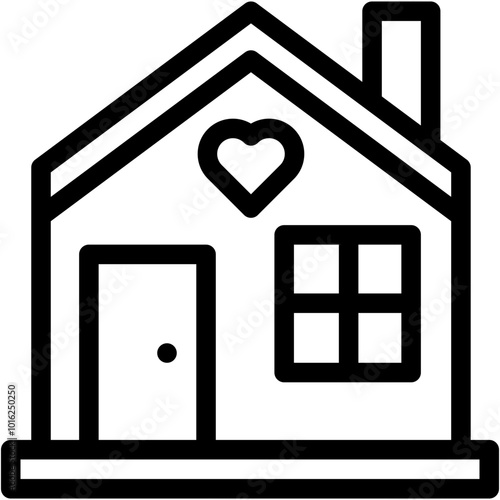 Vector Icon Home, Shelter, Heart, House, Charity