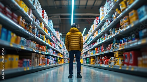 a shopper eagerly browsing shelves during a Black Friday sale. photo