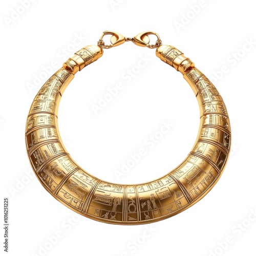 Egyptian gold collar with hieroglyphs and design