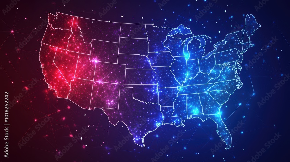 Obraz premium Colorful United States Electoral Map Visualization