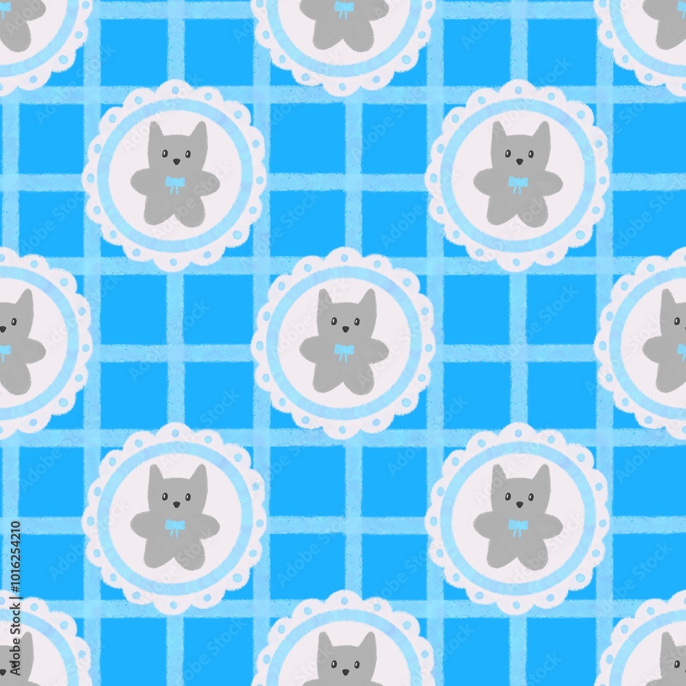 Kitten seamles pattern for children and nursery Kitten seamles pattern for children and nursery