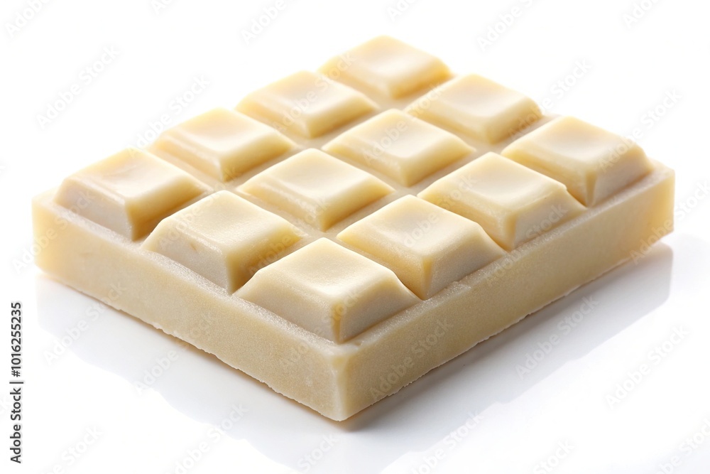 Macro white chocolate piece isolated on white background Macro white chocolate piece isolated on white background