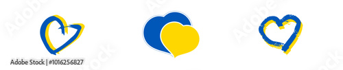Set of hearts in Ukrainian colors