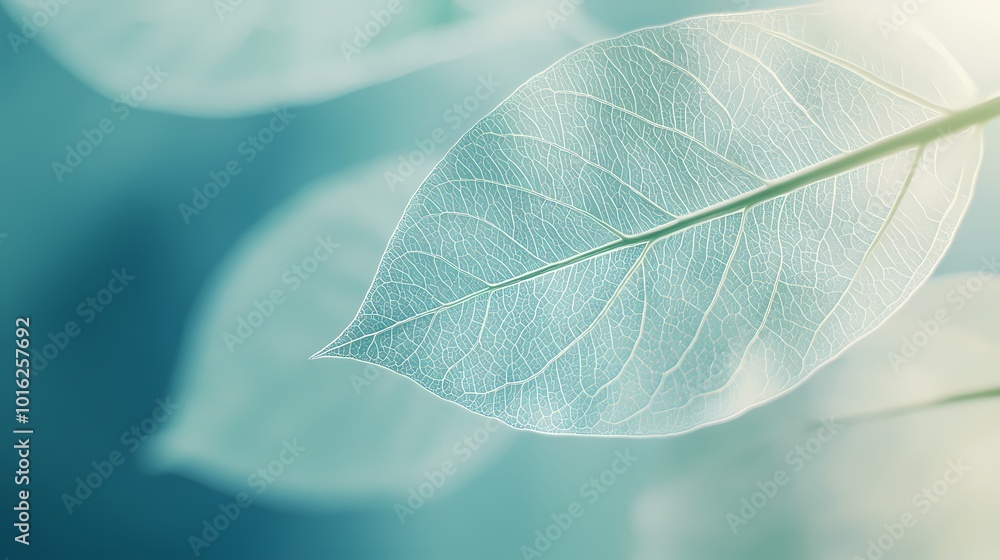 Obraz premium Turquoise leaf texture illustration poster background