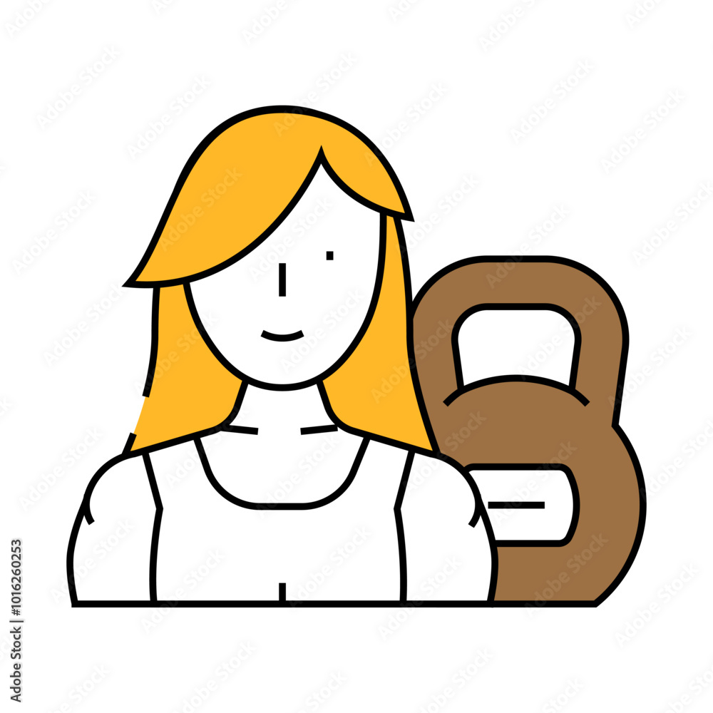 Obraz premium weight lifting female sport line icon vector. weight lifting female sport sign. isolated symbol illustration